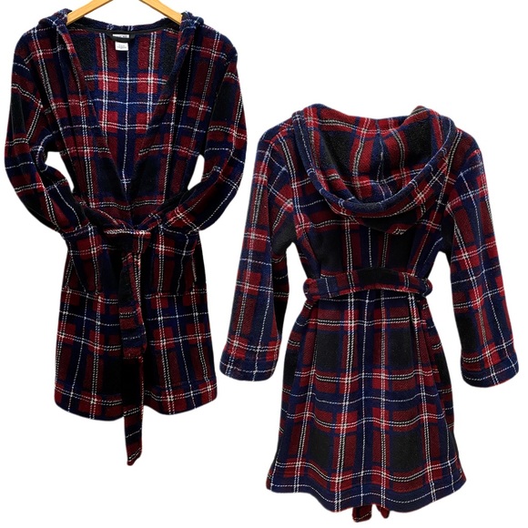 Cherokee Other - Boys Plaid Fleece Hooded Bathrobe w/ Pockets